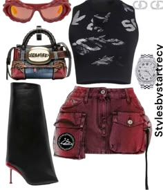 Punk Style Outfits, Denim Miniskirt, Boujee Outfits, Miniskirt Outfits, 2000s Fashion Outfits