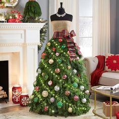 a decorated christmas tree in a living room