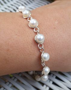 Pearl Silver Bracelet ,Bridal Pearl Bracelet ,Sterling Silver Bracelet,White Pearl ,Handmade Pearl B Bridal Pearl Bracelet, Wedding Pearls, Bridal Bracelet Pearl, Pearls Bracelet, Bracelet Wedding, Wedding Jewelry Bracelets, Bridal Bracelet, Natural Pearl, Pearl Wedding