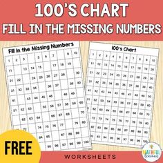 the 100's chart fill in the missing numbers worksheet