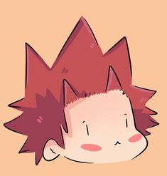 a drawing of a person with red hair and spikes on it's head, looking to the side