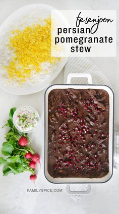 a pan filled with brownie and sprinkles on top of a table