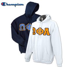 Omega Phi Alpha 2 Champion Hoodies Pack - Champion S700 Alpha Phi Omega Shirt, Omega Phi Alpha, Greek Symbols, Alpha Letter, Alpha Phi Omega, Greek Symbol, Recruitment Shirts, Custom Greek Apparel, Greek Clothing