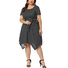 Elevate your spring/summer outfits with this elegant plus size polka dot dresses. Designed to exude timeless charm and playfulness, these dresses will make you look effortlessly stylish at any occasion. The flattering silhouette of these dresses enhances your curves and accentuates your natural body shape, ensuring you feel confident and beautiful. Made from breathable and lightweight fabric, these dresses keep you cool and comfortable even in the warmest spring and summer months. Enjoy the effo Ribbed Bodycon Midi Dress, Plus Size Brands, Wedding Elegant, Soft Dress, Polka Dot Shorts, Midi Short Sleeve Dress, Midi Dress Summer, Plus Size Summer, Shirt Dresses