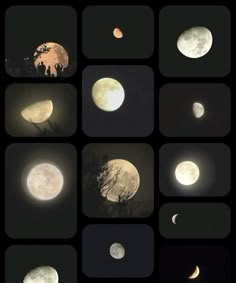 the moon and its phases are shown in multiple pictures