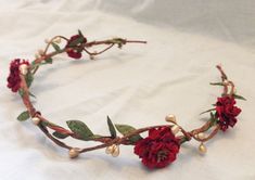 Rose Tiara, Floral Headband, Rose Accessories, Rose Tiara Flower, Whimsical Red Headband Style Headpiece, Red Rose Flower Crown, Adjustable Red Headpiece With Handmade Flowers, Red Flower Crown Aesthetic, Red Hair Pieces