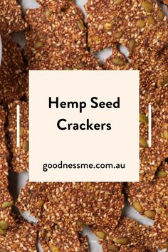 hemp seed crackers on a plate with text overlay that reads hemp seed crackers