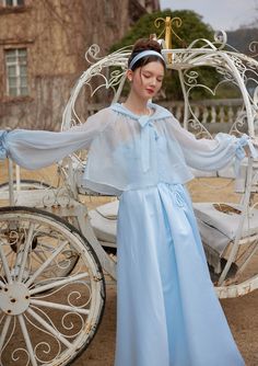 Materials: Shell：45%Cotton   55%Polyester Features: Bow tie at cuffs Cinderella Clock, Cinderella Dress, Cinderella Dresses, Slip Dresses, Body Proportions, Wool Clothing, Fashion Aesthetics, 2021 Fashion, Vintage Glam