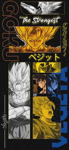 an image of dragon ball characters in the style of comic book covers, with different colors and