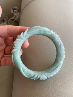 "🌈 Jade Bangle 54.9mm (2.16\"), Round Shape, Light Green 🌷 Untreated Natural Jadeite/ Grade A Jade 🌷 Certified : Yes 🌷 Jade from Burma/ Myanmar 🌷 Shape : Round 🌷 Inner diameter : 54.9mm / 2.16\" 🌷 Width & Thickness : 12 x 12 mm 🌷 Color : Light Green 🌷 Free standard shipping from Hong Kong with tracking included 🌷 Take approximately 7-21 days to arrive worldwide" Burma Myanmar, Lavender Green, Jade Bangle, Gemstones Jewelry, Burmese, Parent Gifts, 21 Days, Myanmar, Photo Jewelry