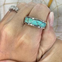 1/2 Price! ZUNI Native American Kingman Turquoise Sterling Silver Ring! Size 12! Beautiful Kingman Turquoise Inlay Handmade Zuni Ring!! Great band ring for men or women.  Pair this ring with Navajo Pearls and your other Native American jewelry.   Authentic Handmade ZUNI Ring.  Please review all pictures and video before purchase to see details and measurements. Handmade by Zuni artist:  Phyllis Beyuka Retail Price:  $200.00 Our Price:  $100.00 Shipping:  FREE IMPORTANT NOTE:  See the photos to v Turquoise Inlay Rings As A Gift, Turquoise Inlay Jewelry As Gift, Sterling Silver Rings Turquoise Native American, Southwestern Multi-stone Turquoise Ring, Nickel-free Round Turquoise Southwestern Ring, Nickel-free Round Southwestern Turquoise Ring, Unique Nickel-free Sterling Silver Turquoise Ring, Native American Men, Native American Turquoise