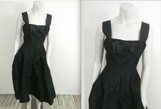 Vintage 50s Gigi Young Originals Black Taffeta Party Dress 34B Bows Dress, Under The Skirt, Vintage Shop, Perfect Party, Drop Waist, Full Skirt, Dress Clothes For Women, Halter Formal Dress, The Dress