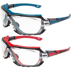 Fuel your fun at every level and every speed when you wear a pair of Global Vision Octane Padded Motorcycle Riding Safety Glasses with Rubber-Injected Gasket. This set of 2 features 1 pair of clear lenses with a blue gasket seal and 1 pair of clear lenses with a red gasket seal. Whether you're on the road or on the job, these glasses give you the performance and protection you need, and true to their name, step it up a notch with additional features like rubberized stems and a unique removable b Motorcycle Glasses, Safety Glasses, Motorcycle Riding, On The Road, The Road, Apparel Accessories, Fitness Fashion, Fuel, Lenses