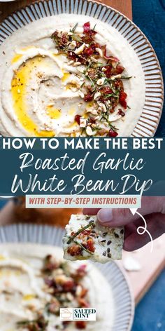 how to make the best roasted garlic white bean dip with step - by - step instructions