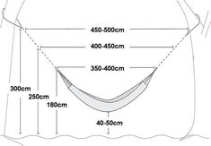 an image of a hammock with measurements for the size and width, as well as