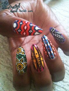 Afro Street Fashion | Run-Street Style Lane: AFRICAN NAIL ART Elegant Nail Polish, Nail Design Glitter, Funky Nail Art, Colorful Nail, Nice Nails, Nails 2020, Beautiful Nail Art, Funky Nails