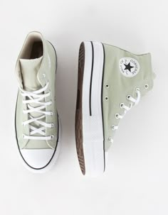 CONVERSE Chuck Taylor All Star Lift Platform Womens High Top Shoes - SAGE | Tillys Light Green Converse, Sage Converse, Sage Green Converse, Boty Converse, Cute Tennis Shoes, Best Shoes For Women, Converse Platforms, Converse Collection, Cute Converse Shoes