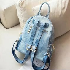 Jeans Bags Ideas, Backpack For College, Mochila Jeans, Embroidered Backpack, Denim Backpack, Diy Bags Patterns, Denim Ideas, Bags For Teens