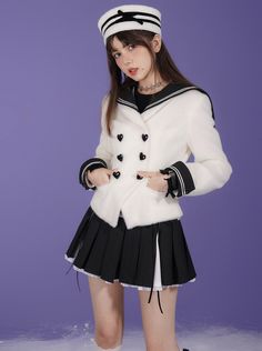 ❤Sailor collar waist mark marine top❤︎ Sailor Outfit For Women, Marine Outfit, Adrette Outfits, Bar Outfits, Waist Jacket, Sailor Fashion, Stripe Outfits, Fashion Articles, Sailor Collar