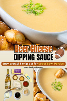 beer cheese dipping sauce in a bowl with other ingredients