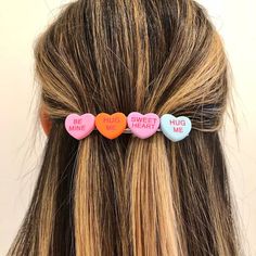 Valentines Day Faux Candy Conversation Hearts Handmade Barrette, Candy Heart Hair Clip, Valentines Day Hair Accessory - Etsy Conversation Heart, Heart Accessories, Conversation Hearts, Converse With Heart