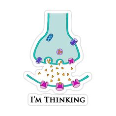 i'm thinking sticker with an image of a microscope and the words, i'm thinking