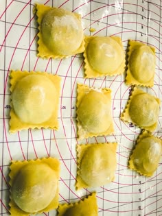 some ravioli sitting on top of a wire rack