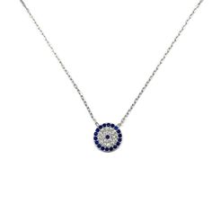 PRICES MAY VARY. Material: 925 sterling silver, rhodium finish, blue and white cubic zirconia Size: Cable chain length adjustable between 16 to 18" Package: High class and elegant jewelry gift box, excellent presentation as a gift. Revision: Always wearing an evil eye amulet jewelry that looks at you, provides protection again against the forces of evil also provides blessing, fortune, peace, good health, wealth and happiness. Blue Cubic Zirconia Diamond Necklace, Blue Cubic Zirconia Round Diamond Necklace, Sterling Silver Diamond Necklace With Gemstone, Sterling Silver Round Diamond Necklace With Gemstone, Dazzling Sapphire Cubic Zirconia Necklace, Silver Sapphire Pendant Diamond Necklace, Dazzling Sapphire Color Cubic Zirconia Necklace, Sapphire Necklaces With Diamond Accents And Cubic Zirconia, Sterling Silver Pendant Necklace With Pave Setting