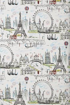 a white wallpaper with black and blue drawings of the eiffel tower