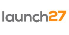 the launch 27 logo is shown in grey and orange