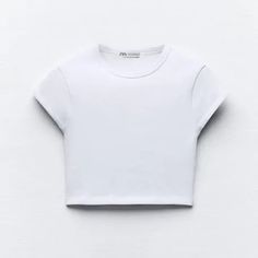 Never Worn, Condition Just Like New Cute Zara Clothes, Zara White Top, Zara Basic Stretch Crop Top, Cute Cheap Zara T-shirt, Zara Basic Crop Top, Zara White Ribbed Top, Zara White Crop Top, Trendy White Zara T-shirt, Cheap Zara T-shirt With Letter Print