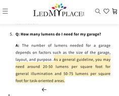 a piece of paper with the words how many lums do i need for my garage?