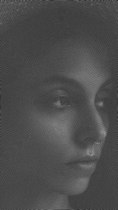 a black and white photo with lines in the shape of a woman's face