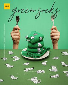 green socks yammy! Joy Art, Concept Photography, Green Socks, Box Packaging Design, Green Paper, Designer Socks, Fashion Socks, Box Packaging