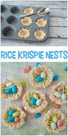 rice krispie nests are an easy easter treat