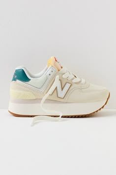 New Balance 574+ Sneakers | Free People Colorful New Balance Shoes, Platform New Balance, Vintage Havana Sneakers, Staple Shoes, Preppy Shoes, Pretty Shoes Sneakers, Cute Sneakers, Cute Nike Shoes, Cute Nikes