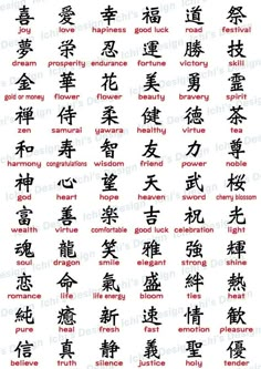 the chinese characters are written in different languages, and there is also an image for each language