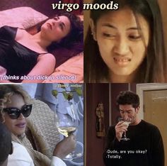 four different pictures with the same woman drinking wine and talking to each other in bed