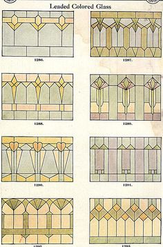 stained glass windows with different colors and sizes, including the one shown above them is an example