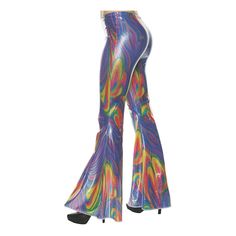 These funky, psychedelic pants are inspired from the 70s. Great for retro-themed parties, this costume includes a pair of multi-colored, metallic swirl, flare pants. Care Instructions: Hand wash cold water with mild soap. Tumble dry low. For best results hang or lay flat to dry. Unicorn Costumes, 70s Mode, 70s Costume, Disco Costume, 70s Outfits, Hippie Costume, Look Retro, 70s Disco, Disco Outfit