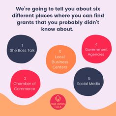 an info sheet with the words, we're going to tell you about six different places where you can find grants that you probably didn't know about