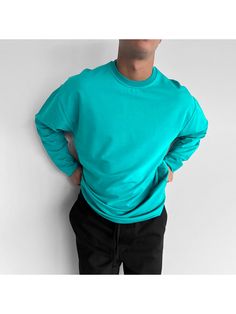 Men Youth Sweatshirt, 230g Pure Cotton Round Neck Loose And Comfortable Long-sleeved T-shirt Unisex Casual Fashion Solid Color Bottoming Shirt Pure Cotton, Long Sleeve Tshirt, Round Neck, Casual Fashion, Cotton Blend, Solid Color, T-shirt, Sweatshirts, Long Sleeve