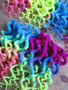 60 Count Long Curly Hot Pink/Neon Yellow/Tropical by lsseven Neon Curly Hair, Trans Colors, Neon Hair Extensions Braids, Neon Green Curly Hair, Neon Violet, Teal Dreadlocks, Purple Synthetic Dreads, Blue Neon