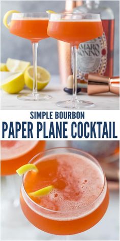 this simple bourbon paper plane cocktail is the perfect summer drink