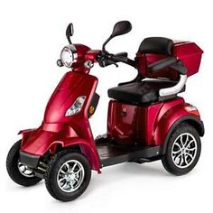 a red scooter is shown on a white background