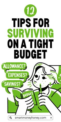 a poster with the words tips for surviving on a tight budget