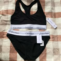 This Listing Is For Both Bra And Underwear Nwt Brand New, Never Worn Bra Size: Medium Underwear Size: Small Very Comfy Calvin Klein Black Activewear For Sports, Calvin Klein Black Workout Activewear, Calvin Klein Black Activewear For Workout, Calvin Klein Sporty Activewear For Gym, Mha Outfits, Mtv Downtown, Lil Tjay, Calvin Klein Outfits, Cotton Sports Bra