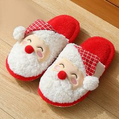 Casual Santa Slippers are very comfortable and cushioned slippers with a durable, non-slip, rubber sole that prevents slipping. It is also ideal for your feet to control foot motion. You will not feel tired walking in these plush slippers. This can also be a perfect Christmas gift for your family. Specifications: Material: Faux Suede Heel Height: Low (1cm-3cm) Season: Winter Heel Type: Flat Item Type: Slippers Outsole Material: EVA Insole Material: EVA Pattern Type: Christmas Prints Lining Mater Elf Slippers, Designer Shoes Women, Round Toe Flats Shoes, Fluffy Cushions, Christmas Slippers, Christmas Shoes, Ideas Navideñas, Christmas Gifts Ideas, Women Flats