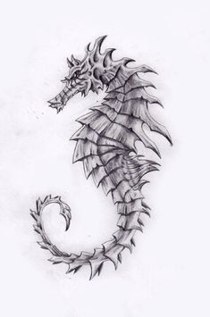 a drawing of a dragon that is drawn in pencil and ink with the letter s on it