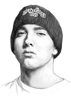 a drawing of a man wearing a beanie